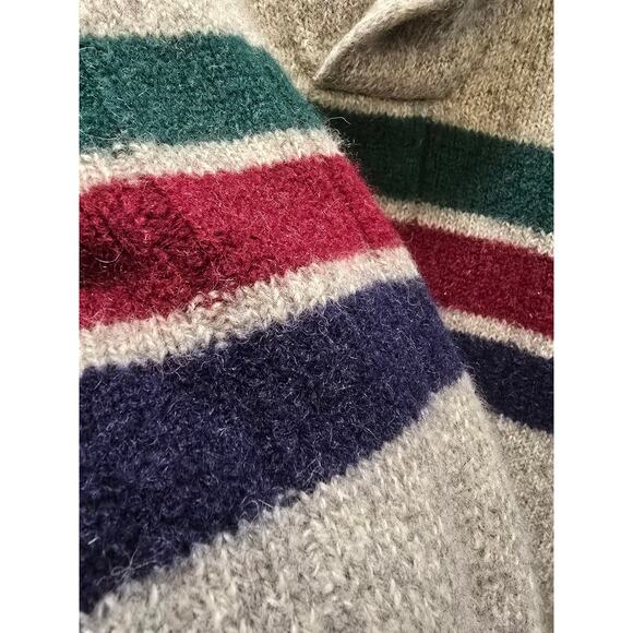 Vintage Eddie Bauer gray green blue red striped thick knit wool blend sweater XL - Picture 5 of 14